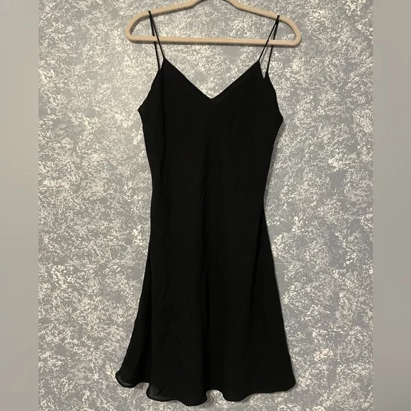 Niki Lavis Dresses | Niki By Niki Livas Chiffon Mini Slip Chiffon Dress Size 12 Black Spaghetti Strap | Color: Black | Size: M | Pm-75196299's Closet